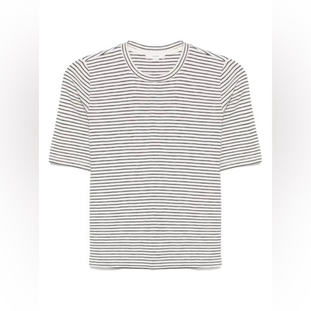 Vince Striped Black-Green and White T-Shirt